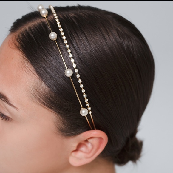 White House Black Market Accessories - 🆕WHBM TWO ROW FAUX PEARL & RHINESTONE HEADBAND
